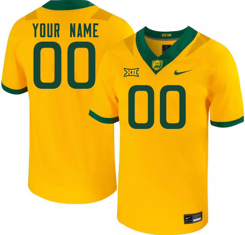 Custom Baylor Bears Name And Number College Football Jerseys Stitched-Gold